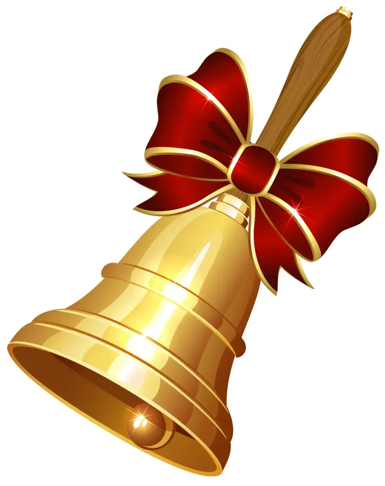 Golden Bell with Red Bow for Christmas