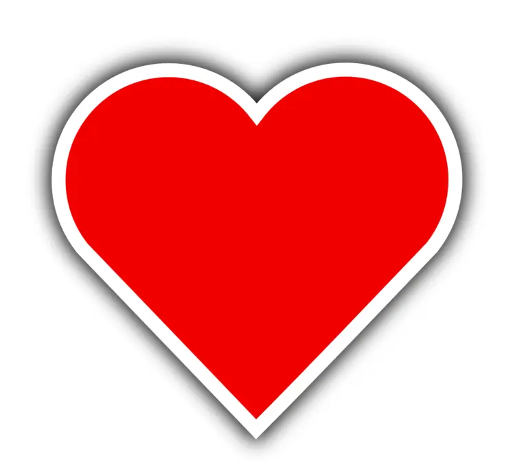 Red Heart with White Outline
