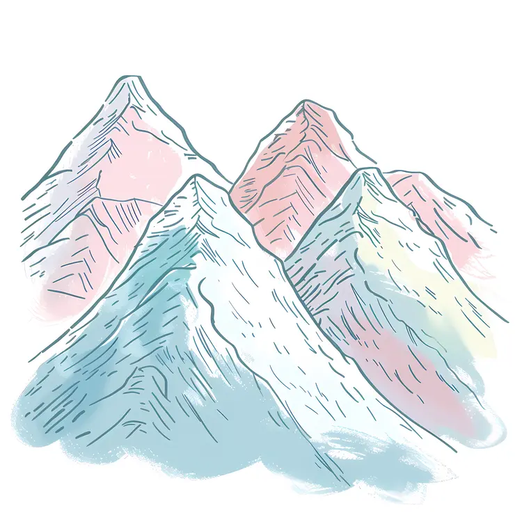 Pastel Colored Mountain Peaks