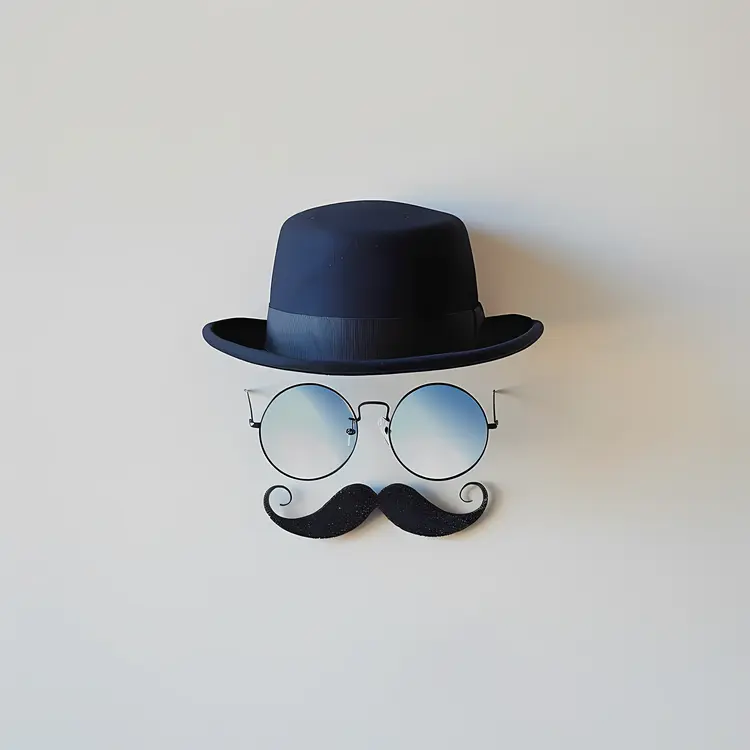 Stylish Hat and Glasses with Mustache
