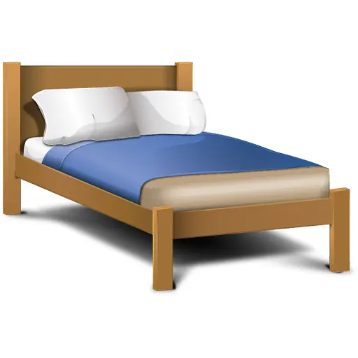 Comfortable Bed with Blue Blanket
