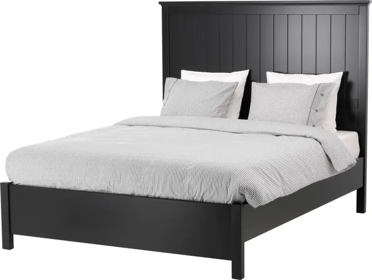 Double Bed with Grey Bedding