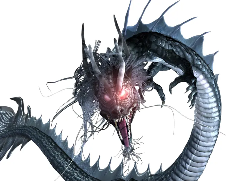 Scary Dragon with Red Eyes Snarling