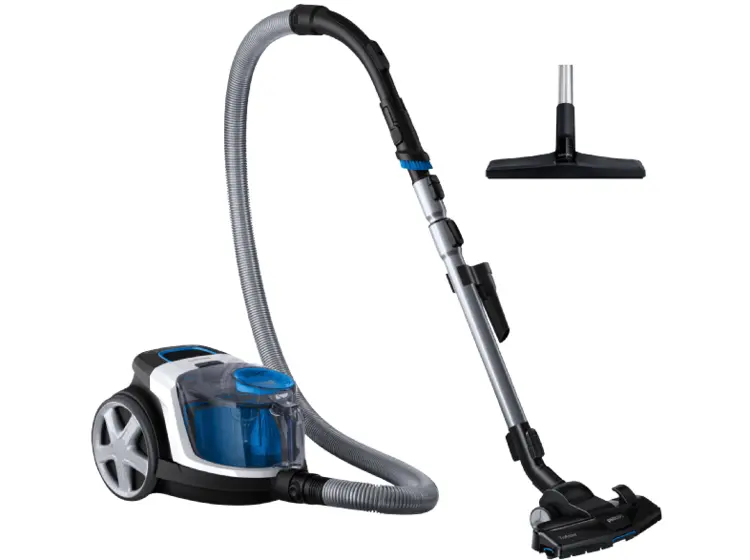 Black and Blue Vacuum Cleaner with Attachments