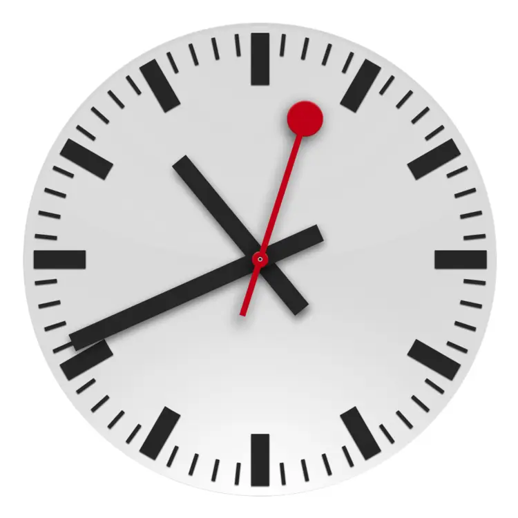 Modern Wall Clock with Red Second Hand