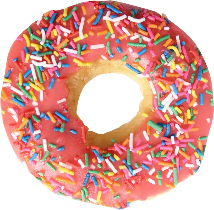 Pink Donut with Colorful Sprinkles