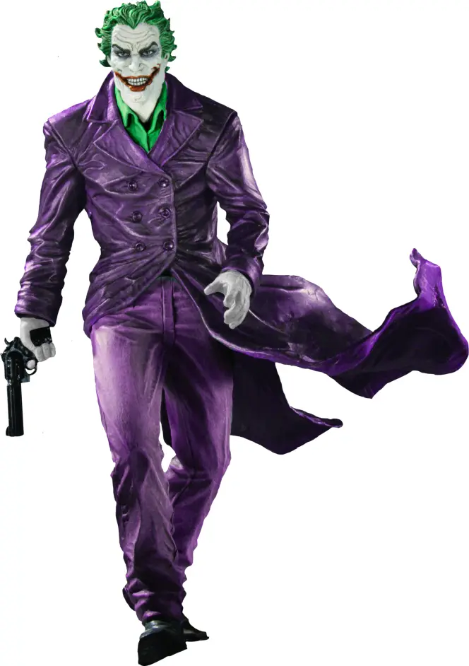 Joker in Purple Suit Holding a Gun