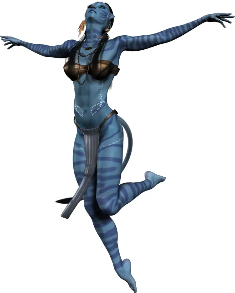Blue Humanoid Character in Fantasy Setting