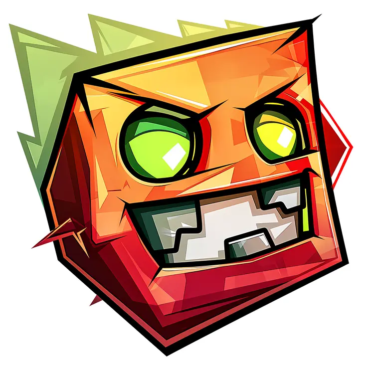 Colorful Angry Cube Cartoon