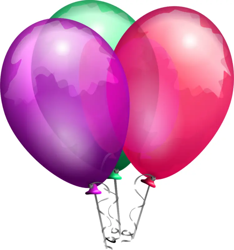 Vibrant Purple, Green, Red Balloons