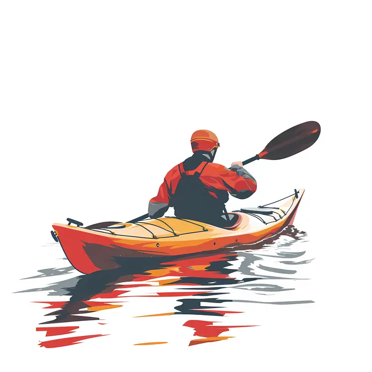 Kayaker in Red and Yellow Kayak