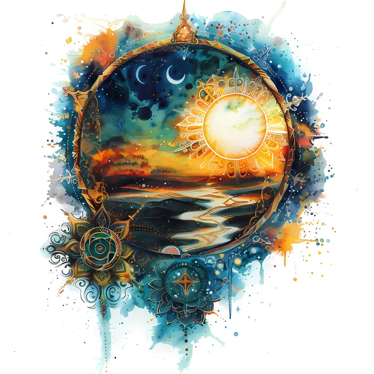 Sun and Moon Artistic Illustration
