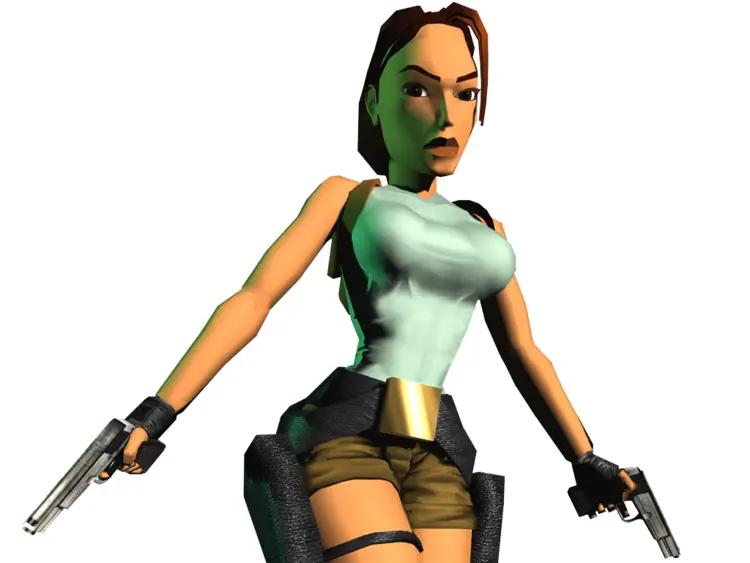 Action-Packed Female Character with Weapons
