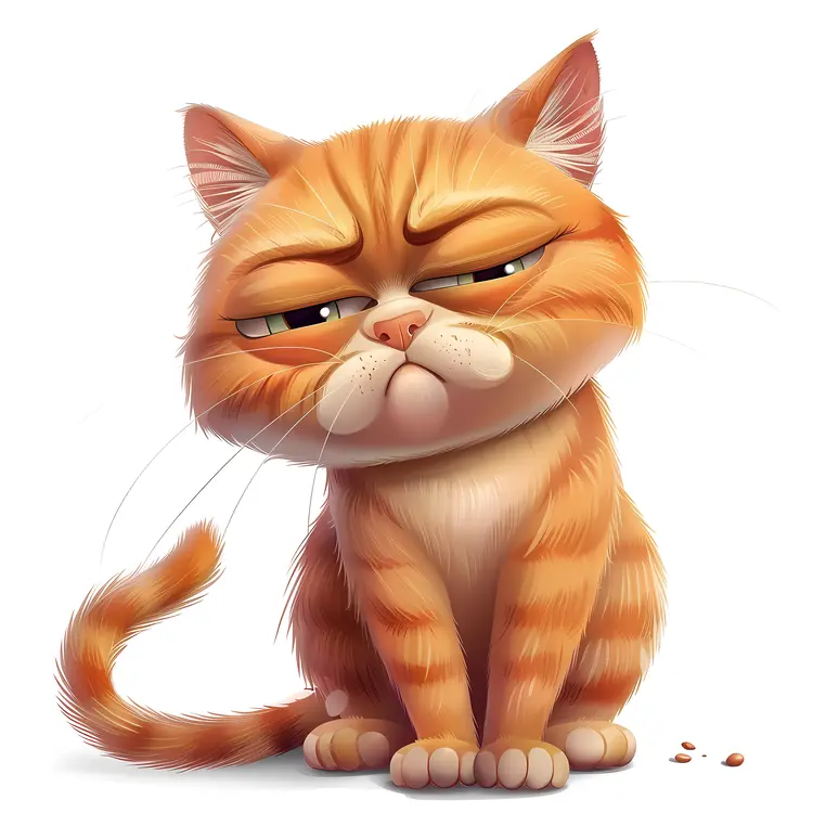 Grumpy Orange Cartoon Cat