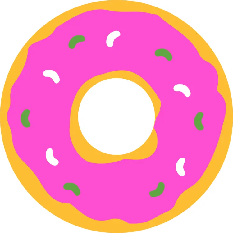 Pink Frosted Donut with Sprinkles Cartoon