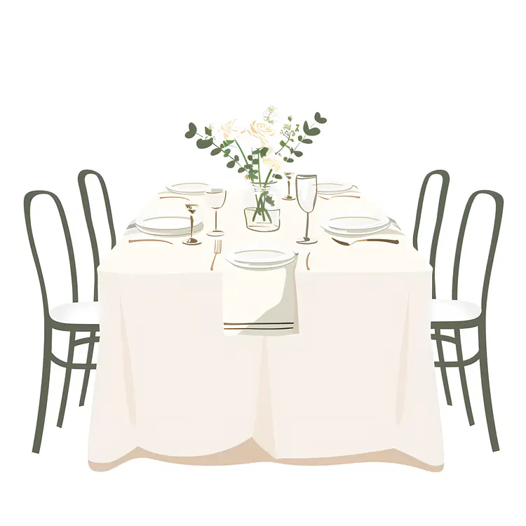 Rectangular Table with Floral Centerpiece