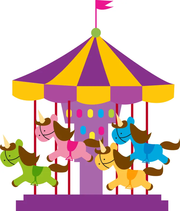 Colorful Carousel with Horses