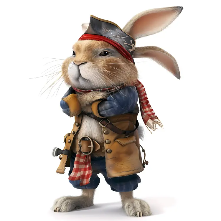 Cute Pirate Rabbit with Crossed Arms