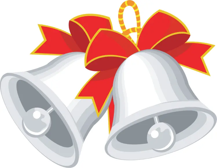 Silver Bells with Red Bow for Christmas