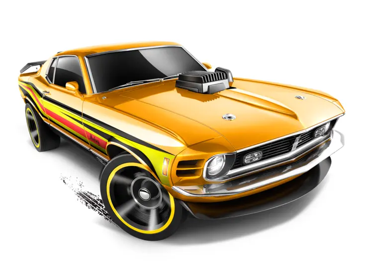 Yellow Sports Car with Racing Stripes