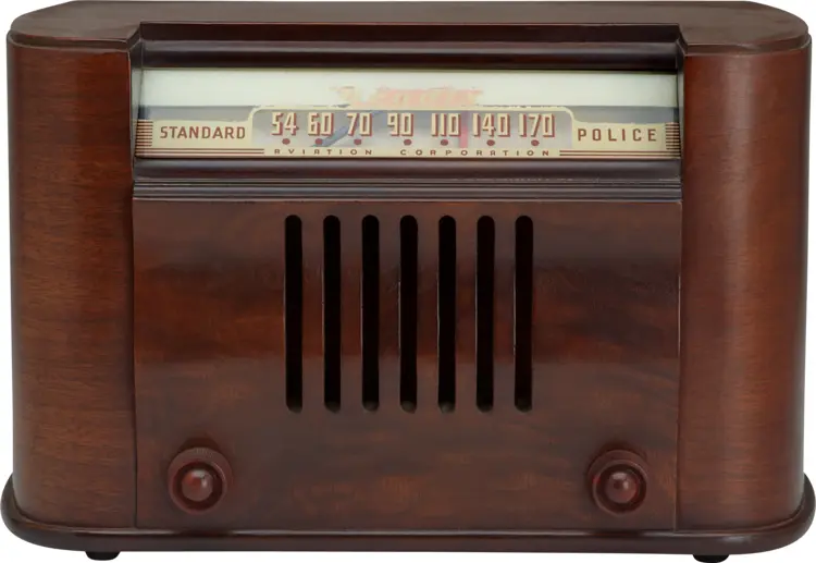 Antique Wooden Radio with Frequency Display