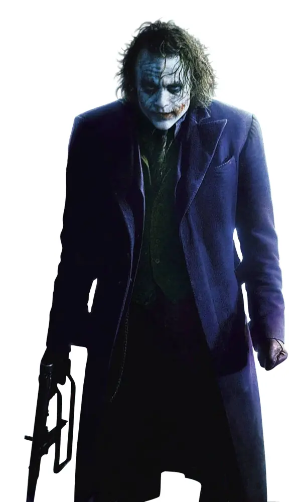 Joker in Dark Coat Holding a Gun