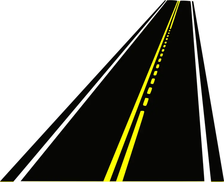 Straight Road with Yellow Lines
