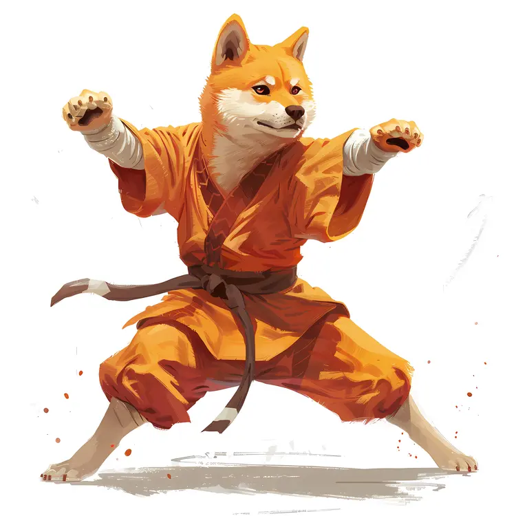 Cool dog in martial arts pose