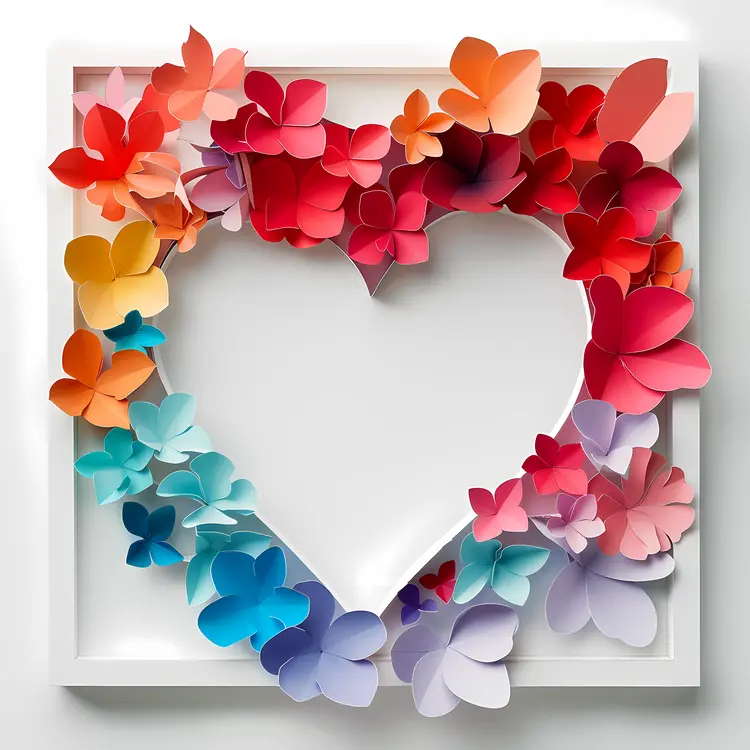 Heart Frame with Colorful Flowers