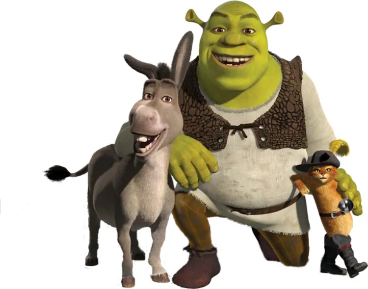Green Ogre with Donkey and Cat from Animated Movie