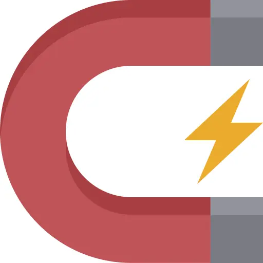 Red and Gray Horseshoe Magnet with Lightning Bolt Illustration