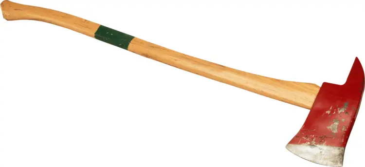 Red Axe with Wooden Handle