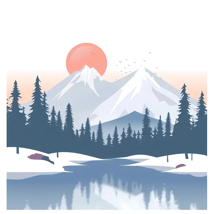 Serene Mountain Landscape with Sunset