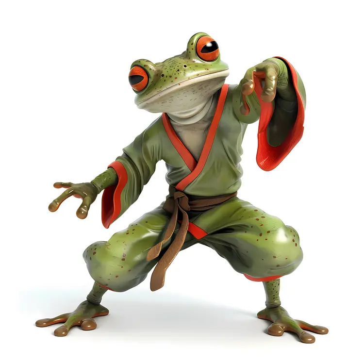 Cool frog in martial arts pose