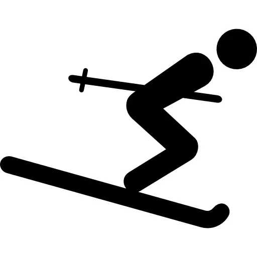Skiing Stick Figure Icon for Winter Sports