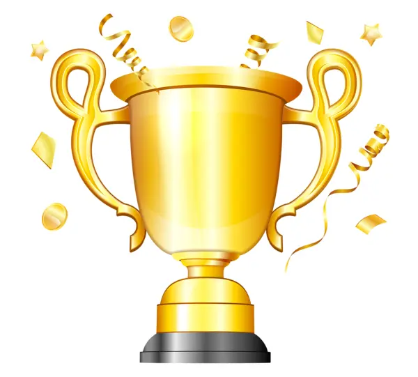 Golden Trophy with Confetti