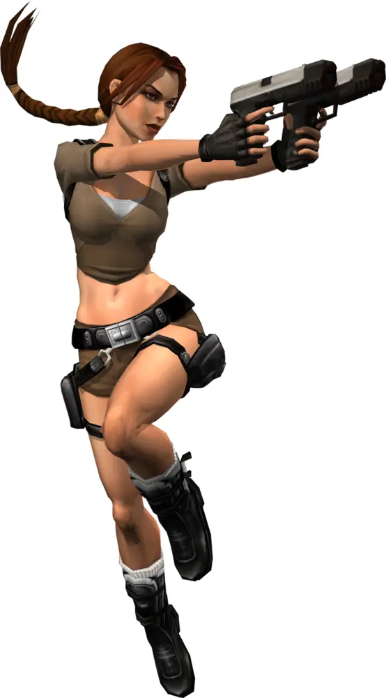 Female character with gun in action pose