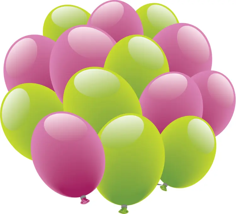 Cluster of Pink and Green Balloons