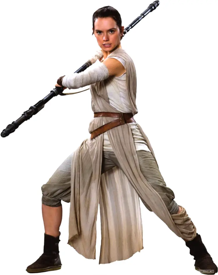 Rey Holding a Staff in Battle Stance