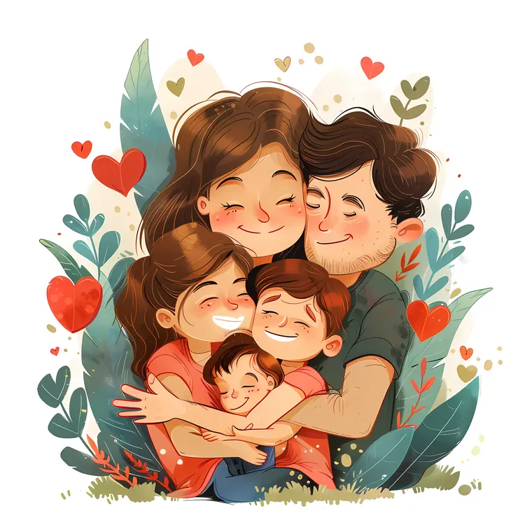 Family Hugging with Love