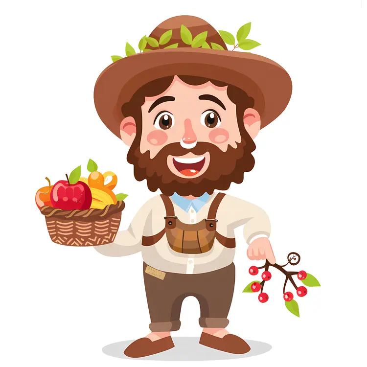 Happy Farmer with Fruits