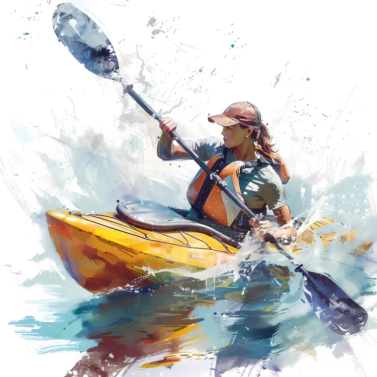 Woman Kayaking in Water