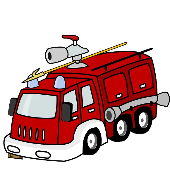 Cute Cartoon Fire Truck Illustration