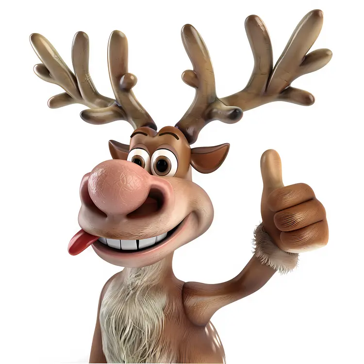 Thumbs Up Reindeer Cartoon
