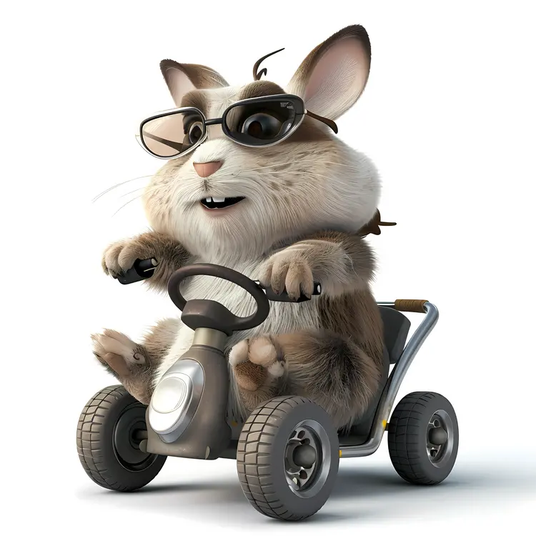 Cute Rabbit Driving a Car