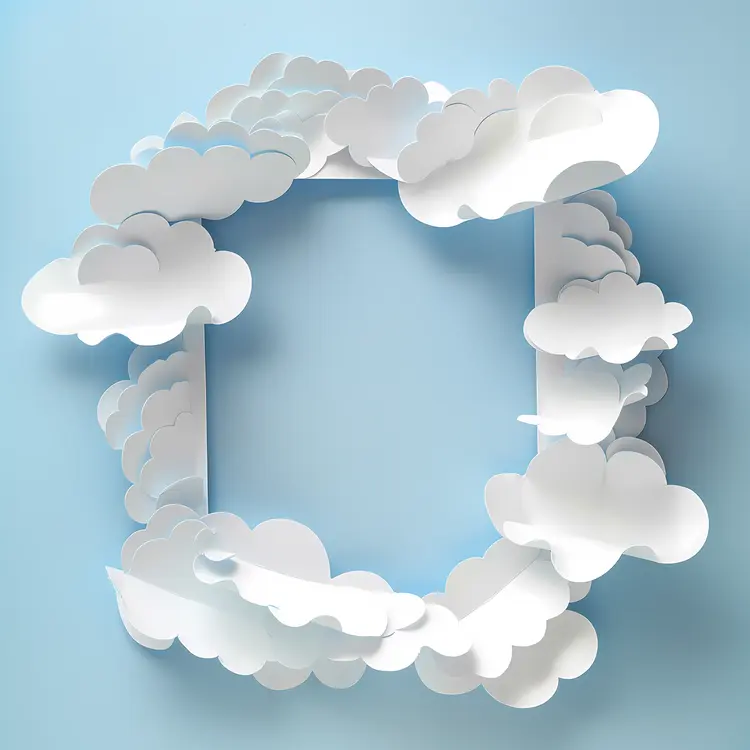 Paper Cloud Frame on Blue Background