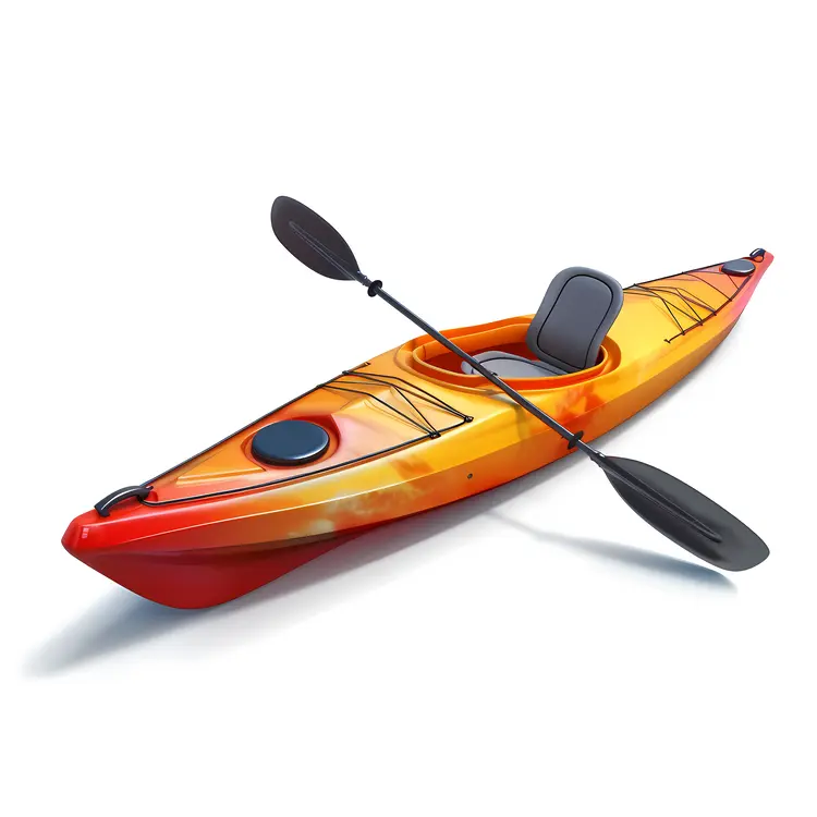 Empty Kayak with Black Paddles