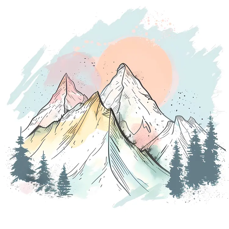 Sunset Over Mountain Range