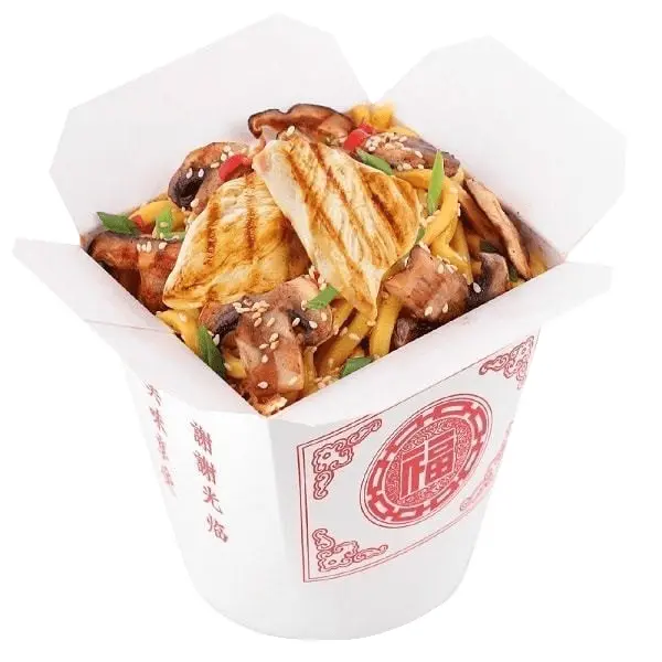 Noodles with Chicken in Takeout Box