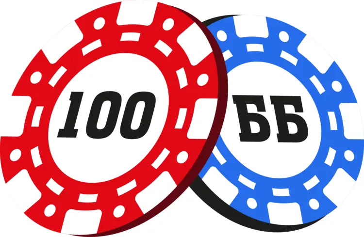 Red and Blue Poker Chips with 100 Value